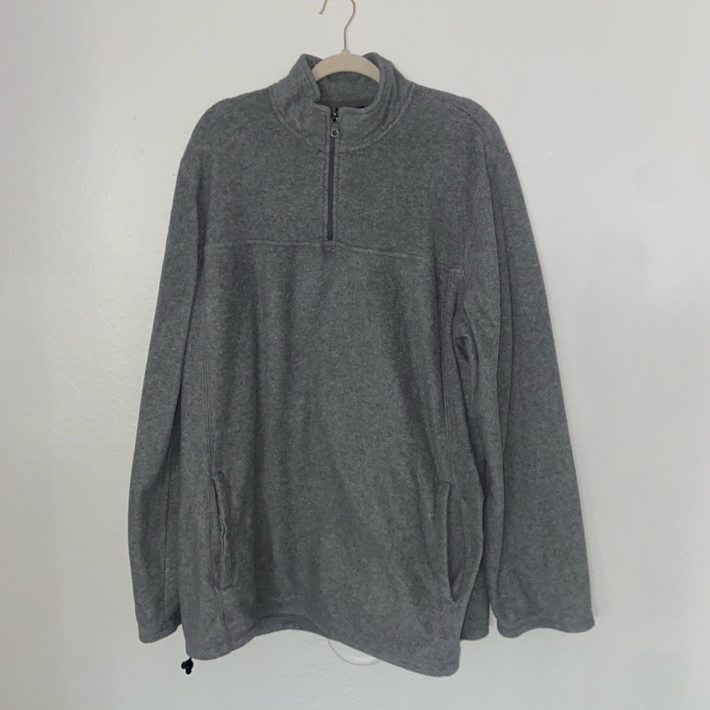 grey oversized collared pull over y2k long sleeve Sherpa street wear retro top